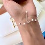 Дамска Двойна Гривна на Прозрачна Корда с Перли Сваровски/Swarovski